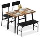 Ensemble de salle à manger pour 4 personnes - Ensemble de table avec 2 chaises et un banc - Gain de place - Cadre en bois - Encastrable sous plan pour cuisine et salle à manger - Marron