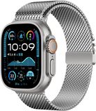 By Qubix Qubix Milanese loop band met klik-sluiting - Zilver - Geschikt voor Apple Watch 38mm / 40mm / 41mm / 42mm