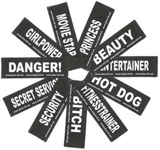 JULIUS K9 Set Labels voor Powerharness - Large - IT'S A BOY - Zwart