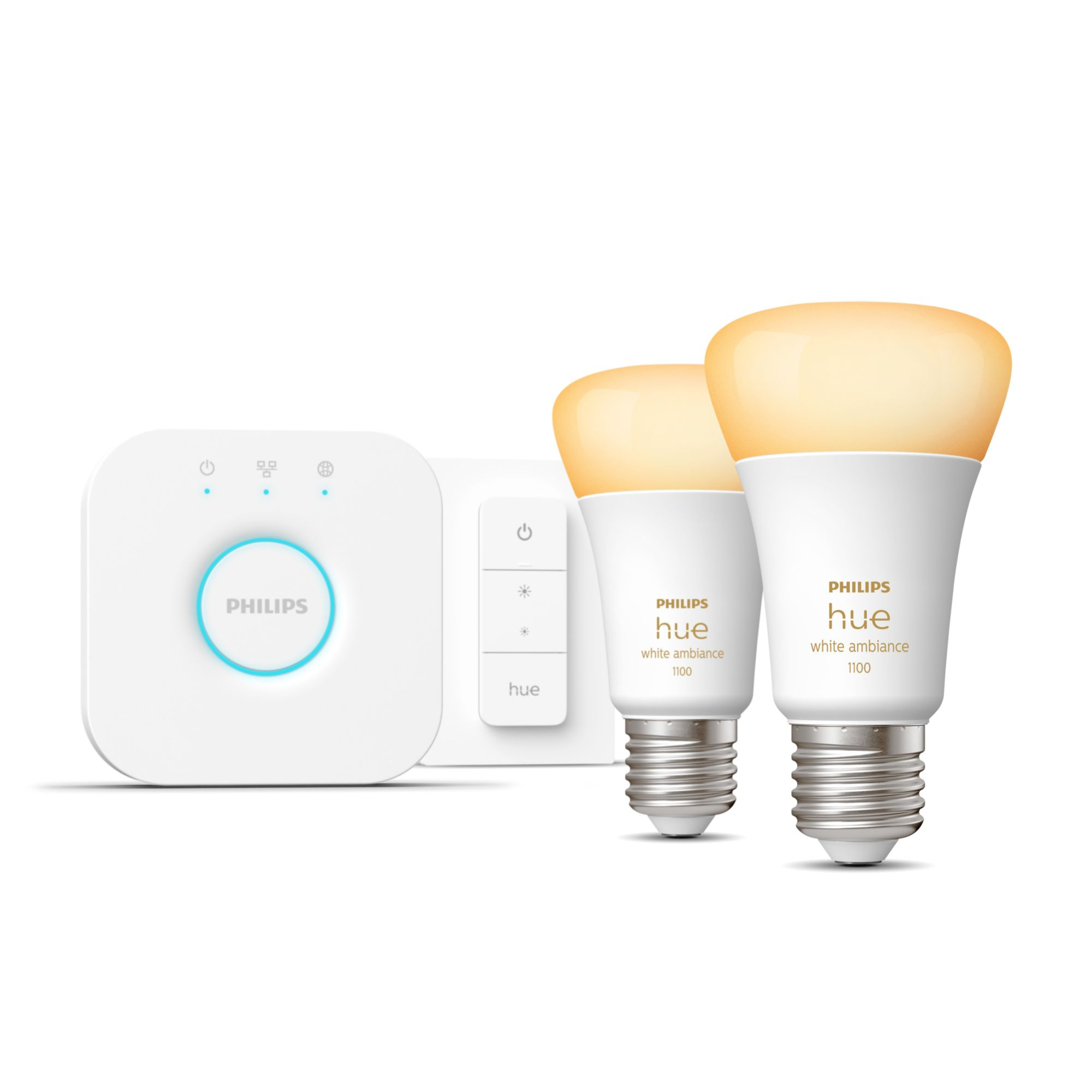 Philips by Signify Starterkit: 2 E27 slimme lampen (1100) + dimmer switch