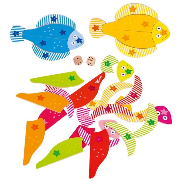 Goki Dice game Funky fish, Peggy Diggledey - Hout - Vanaf 4 jaar