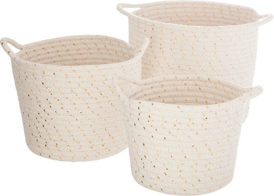 Atmosphera Opbergmanden Set van 3 - Wit - Katoen