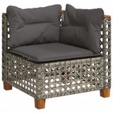 vidaXL 5-delige Loungeset met Kussens, Poly Rattan, Grijs