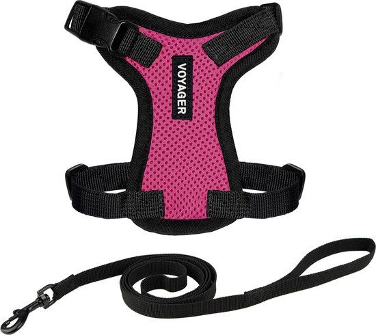 Voyager Best Pet Supplies Voyager Kattentuig Stap-In Slot Maat XXS, Fuchsia/Zwart