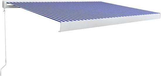 vidaXL Luifel 400x300 cm Blauw/Wit Handmatig