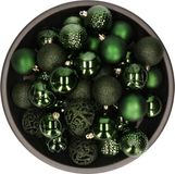 Bellatio Decorations kerstballen - 37 stuks - donkergroen - 6 cm diameter - kunststof
