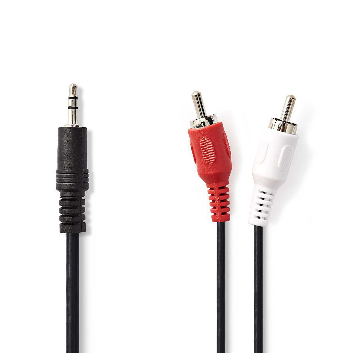 Nedis CAGB22200BK20 audiokabel 2 m 2 x RCA 3.5mm Zwart