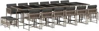 vidaXL 17-delige tuinset met kussens, polyrattan, grijs