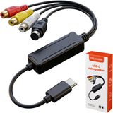Delmark USB-C Video Grabber - AV naar USB-C Laptop of mobiel - RCA Video-opnamekaart - Plug & play op Windows en MacOS - VHS digitaliseren