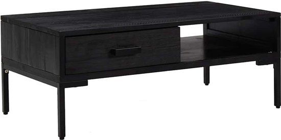vidaXL Salontafel 90x50x35 cm massief grenenhout zwart