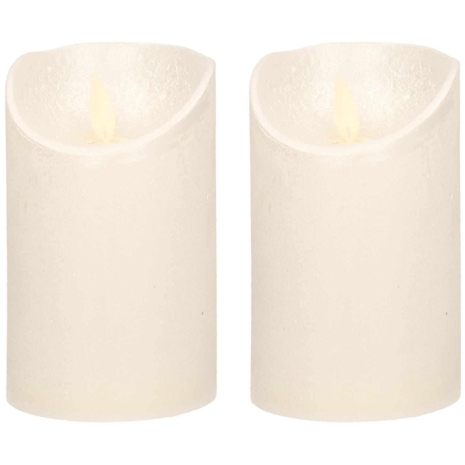Anna's Collection 2x Creme LED kaarsen / stompkaarsen 12,5 cm - Luxe kaarsen op batterijen met bewegende vlam