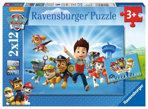 Ravensburger kinderpuzzel - 07586 Ryder and the Paw Patrol - puzzel voor kinderen vanaf 3 jaar, Paw Patrol-puzzel met 2x12 stukjes