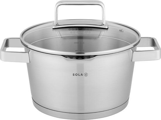 Sola Diamond Kookpan - Ø 24 cm - RVS - Inclusief glazen deksel