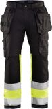 Blåkläder High Vis Werkbroek met Stretch 1558-1811 - Zwart/High Vis Geel - Maat 112
