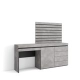 Skraut Home Kaptafel, Make-uptafel, Toilettafel Met Opbergruimte, 177x145x35 cm, Met lade, Ladekast, Commode, Lamellenwand Hout, Moderne stijl, Cement