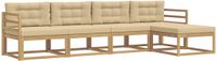 vidaXL Buiten bankenset 4 st Wit en Beige Polyester