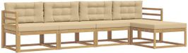 vidaXL Ensemble de canapé d'extérieur 4 pièces Blanc et Beige Polyester