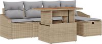 vidaXL Tuinbank Set 6-delig Beige Polyrattan