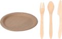 Duni Benelux B.V. Houten verjaardag bestek voor 12x personen set en 20x Duurzame papieren taart/hapjes bordjes 23 cm