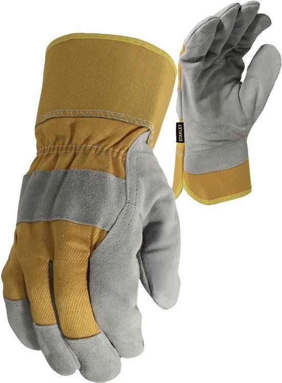 STANLEY Perforated Leather Driver Work Gloves Size 10 Grey Orange
