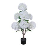 Zstar Kunstmatige hortensiaboom, 90 cm groot, kunstplant in pot, met bloemen en bladeren, grote kunstplanten, decoratie voor binnen en buiten, woonkamer, balkon