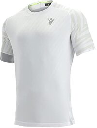 Macron T-shirt ideaal voor het spelen van padel, peddel, tennis, hardlopen, Prime CB Pablo T-Shirt SS Man Deep, Mesh Micro Gat, Wit, Blauw