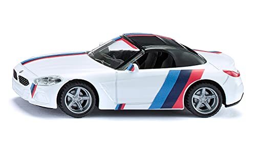 SIKU 2347, BMW Z4 M40i, 1:50, metaal/kunststof, wit, speelgoedauto voor kinderen, verwijderbare wielen, incl. stickervel met stickers in M-design