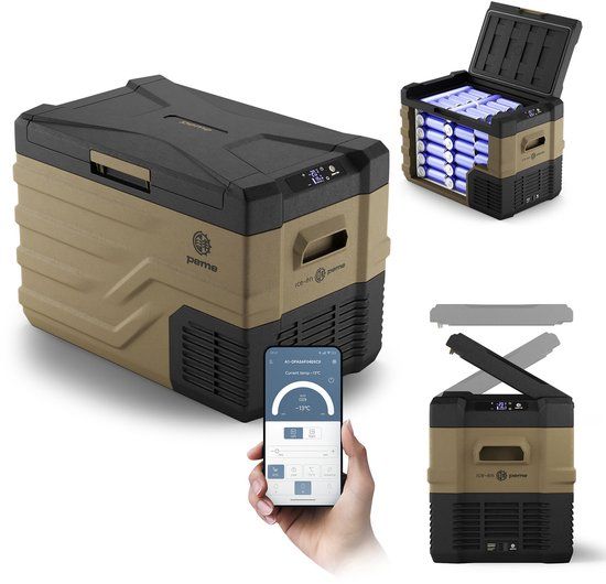 PEME Quest - Compressor Koelbox - Elektrische Koelbox 35.3L - DC 12V/24V, AC 220-240V - Frigobox met Bluetooth - Voor Auto en Camping