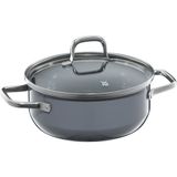 WMF Fusiontec Essential Kookpan, groot, 20 cm, glazen deksel, braadpan, inductie, 2,4 l, high-tech keramiek, krasbestendig, ongecoat, grijs, Made in Germany