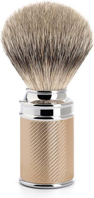 luxe scheerkwast traditional met exclusief Silvertip dassenhaar en ros&#195;&#169; gouden handgreep