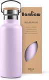 Bambaw 500ml RVS Thermosfles - Isoleerfles, Dubbelwandig, Lekvrij, Plasticvrij met Bamboe Deksel - Violet