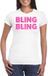 Bellatio Decorations Verkleed T-shirt voor dames - bling - wit - roze glitter - carnaval/themafeest S