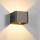 BES LED Wandlamp Luviz - Zwart - Aluminium - Bewegingssensor - Warm Wit
