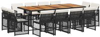 vidaXL 13-delige Tuinset met Kussens, Poly Rattan, Zwart