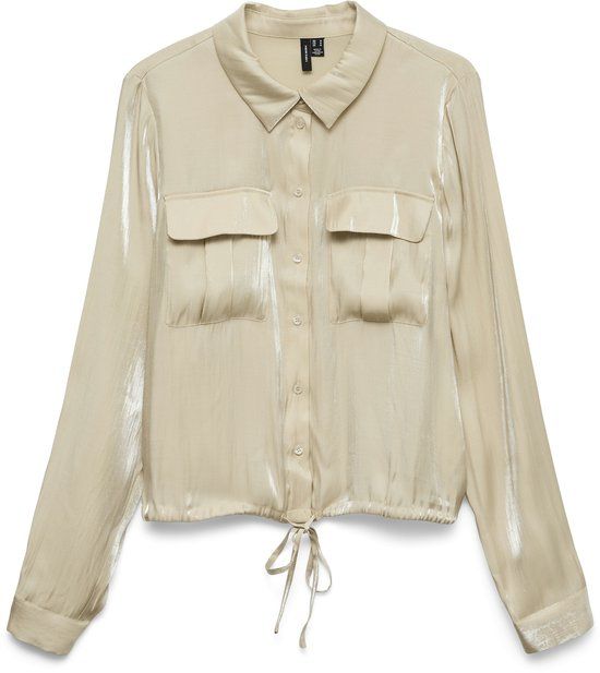 VERO MODA VMMARYS LIVA LS TIE SHIRT WVN LCS Dames Blouse XL Oatmeal