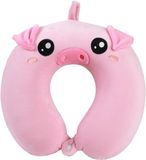 Unyqoos® Coussin de voyage ergonomique avec design Pippi Longstocking pour enfants - Rose