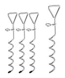 Relaxdays Schroefharingen - Set van 4 - Tent Haringen - Zachte en Normale Bodem - Hondenanker - 42 cm - Zilver