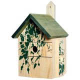Dobar 22159e Decoratieve nestkast voor vogels, van hout (grenen, massief hout), voor tuin, balkon, 3 variabele invlieggaten, motief "berke" - nesthulp vogelhuis