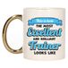 Bellatio Decorations Cadeau koffie/thee mok - excellent trainer/coach - goud/blauw - keramiek - 300 ml