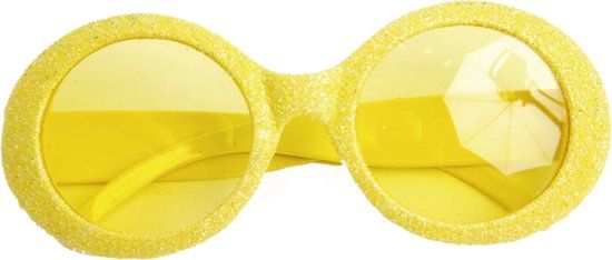 Faram Party - Party Bril Dames - Geel met Glitters - Themafeest - Plastic