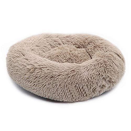 YABAISHI hondenbed voor honden, katten, warm, winter, slapen, mat, lounger, puppen, kennel, zacht, slaapbank, wasbaar, 70cm diameter, Khaki (stad)