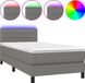 vidaXL Boxspringbed met matras en LED-verlichting, donkergrijs, 90x200 cm, gestoffeerd