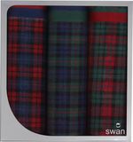 Swan 3-pak Dames zakdoeken Donkere ruit - Cadeau verpakking - Stoffen zakdoeken - 30 - Blauw