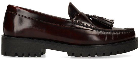 Manfield - Dames - Bordeaux lakleren loafers met kwastjes - Maat 37