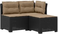 vidaXL 3-zits tuinbank met kussens in rattanlook PP Antraciet