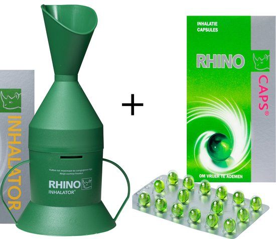 Rhino Caps Rhino Inhalator & Caps Combi - Stoommiddel - 1 inhalator - 16 inhalatiecapsules