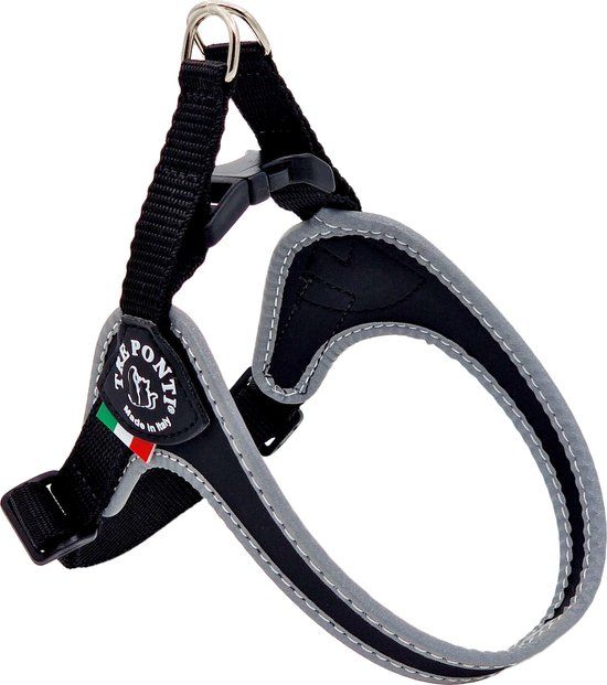 Tre Ponti Fibbia Basic Tuig Zwart&Reflecterend - Hondenharnas - 35 - 49 cm