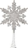 Merkloos / Sans marque Koopman International Kerstboom piek - platte sneeuwvlok - kunststof - zilver glitter - 20 cm