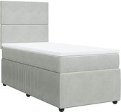 vidaXL Boxspring met matras fluweel lichtgrijs 80x200 cm