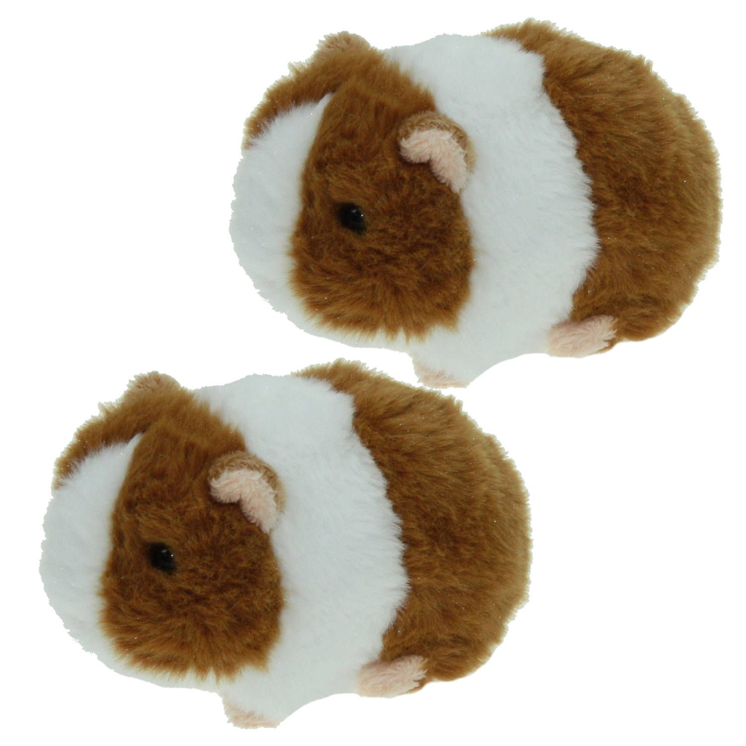 Cornelissen Set van 2x Pluche Knuffel Dieren Cavia Bruin/Wit 13 cm - Speelgoed